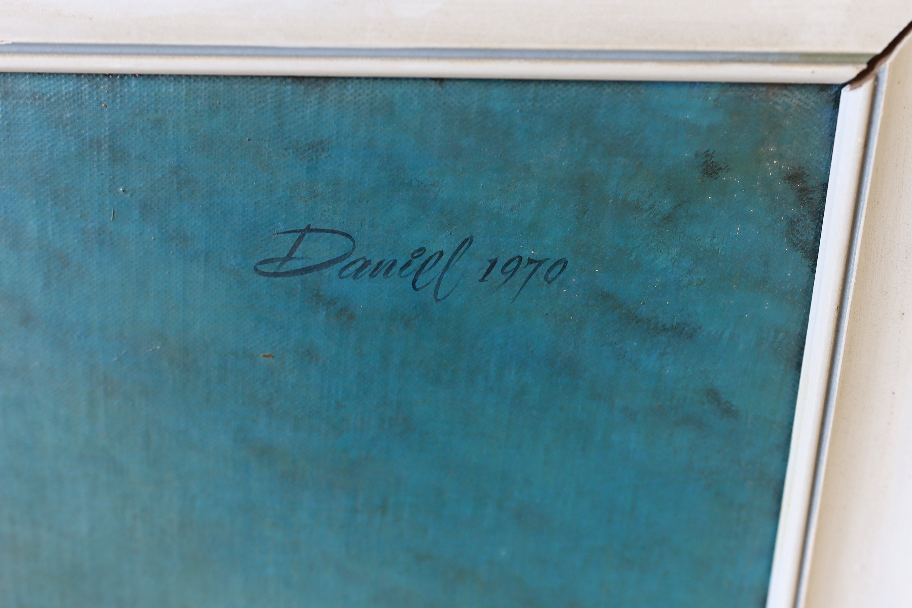 Daniel Samuels (1917-1984), oil on board, 'Socrates reputing Aphrodite's blandishment', signed and dated 1970, 95 x 70cm